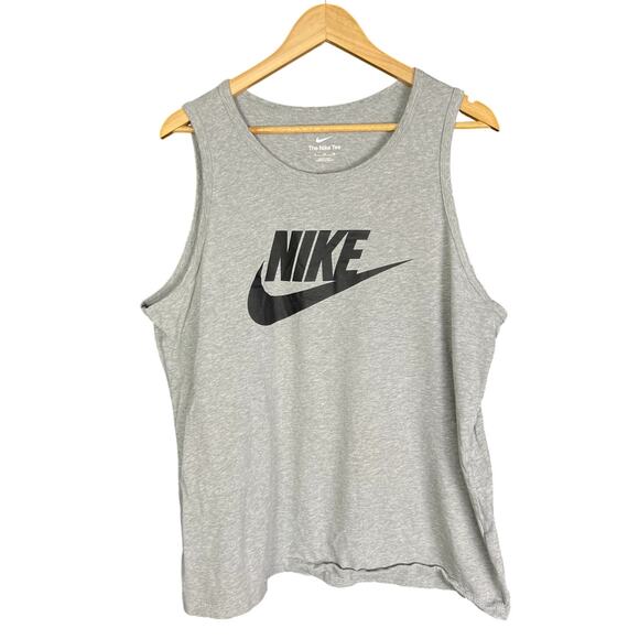 Men's The Nike Tee Gray & Black Swoosh Logo Sleeveless Tank Top Muscle - XL - Picture 1 of 4